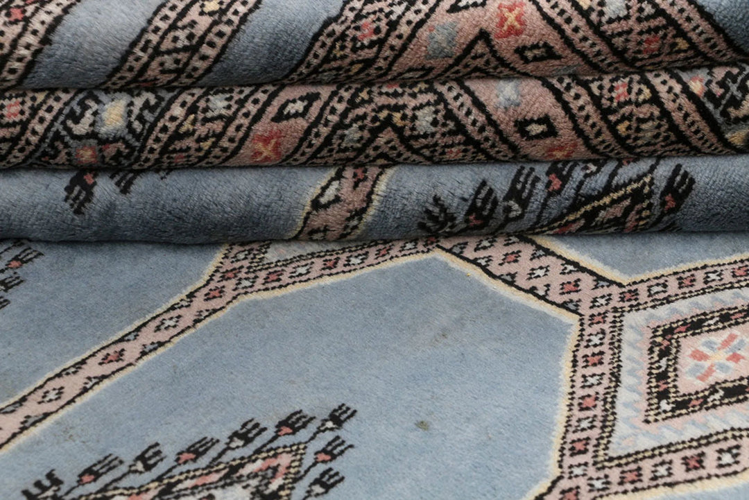 Light Slate Grey Pakistani Jaldar Rug 5' 5" x 8' Hand-Knotted | No. QA29811