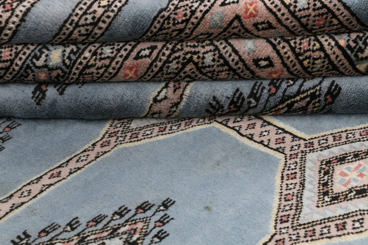 Light Slate Grey Pakistani Jaldar Rug 5' 5" x 8' Hand-Knotted | No. QA29811