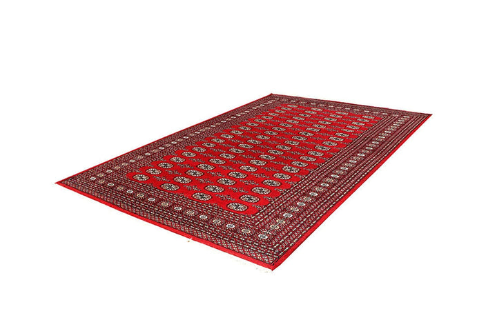 Red Pakistani Bokhara Rug 6' x 9' 3" Hand-Knotted | No. QA29837