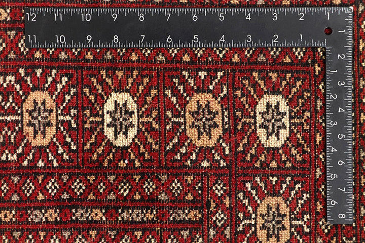 Red Pakistani Bokhara Rug 6' x 9' 3" Hand-Knotted | No. QA29837