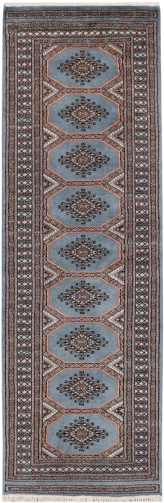 Light Slate Grey Pakistani Jaldar Rug 2' x 6'2" Hand-Knotted | No. QA29872