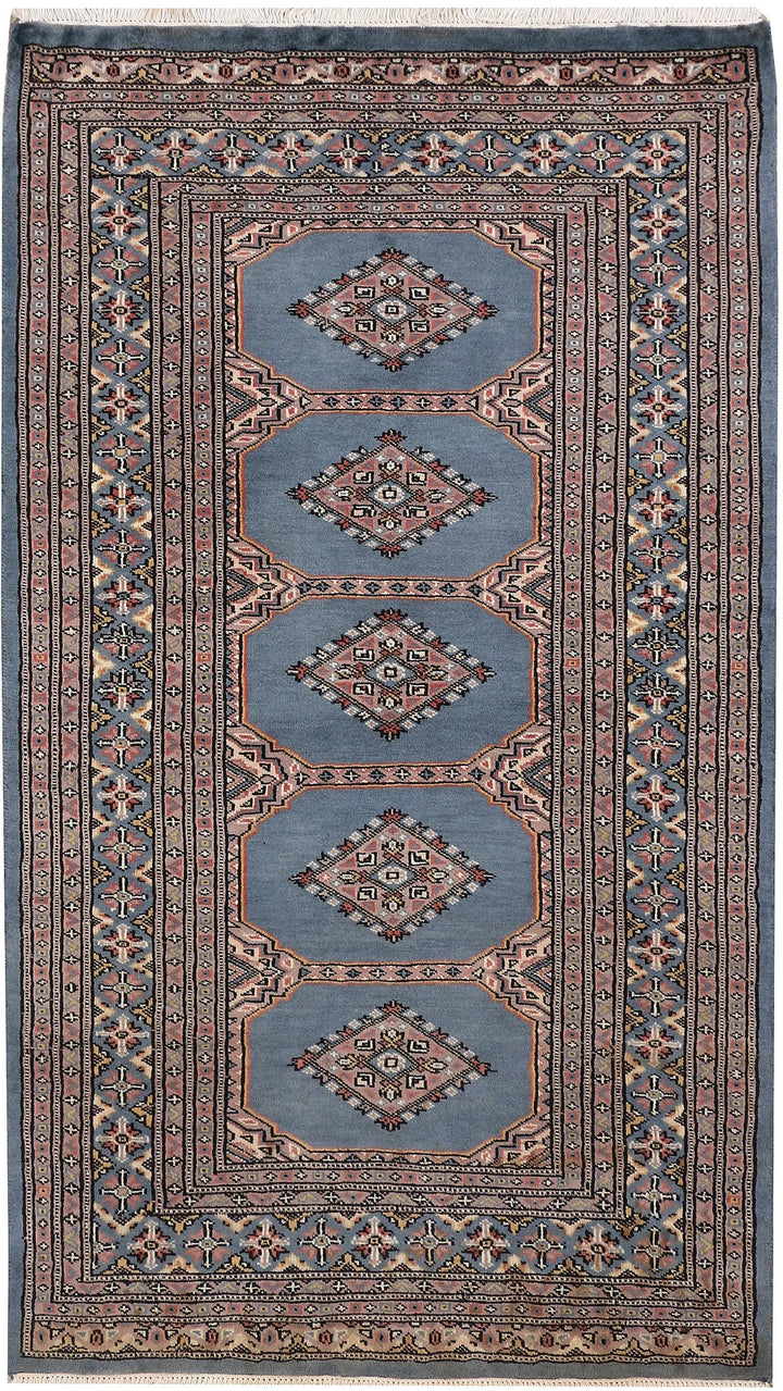 Light Slate Grey Pakistani Jaldar Rug 3' 1" x 5' 4" Hand-Knotted | No. QA29988