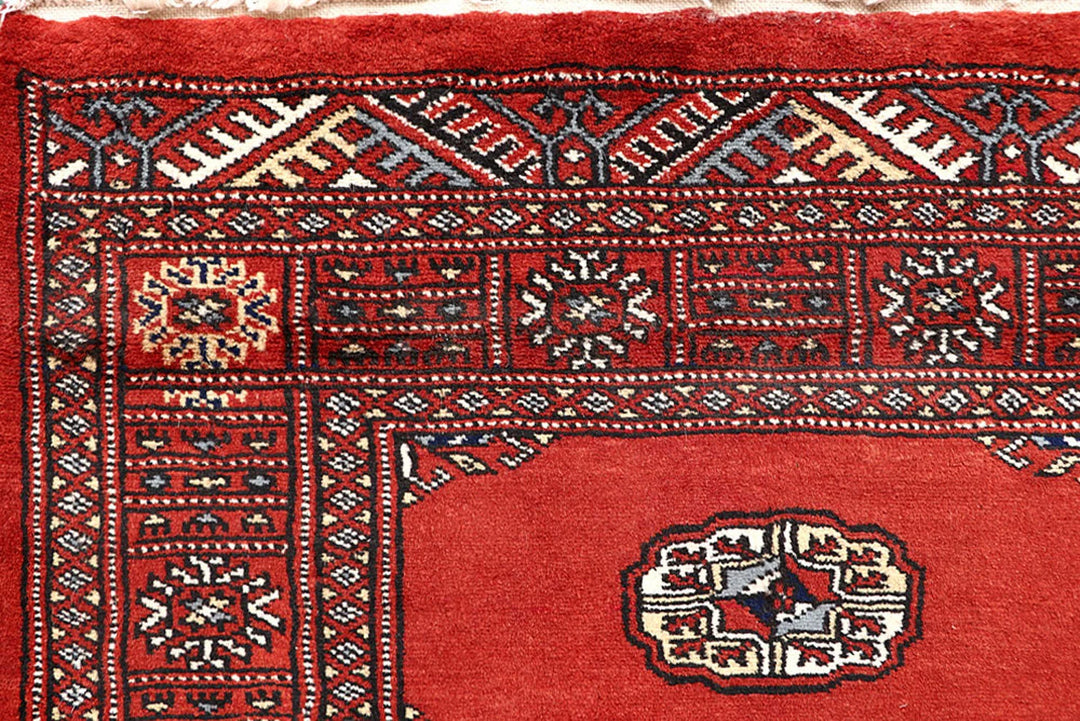 Orange Red Pakistani Bokhara Rug 2' 7" x 14' 7" Hand-Knotted | No. QA30045