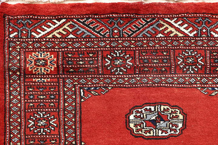 Orange Red Pakistani Bokhara Rug 2' 7" x 14' 7" Hand-Knotted | No. QA30045