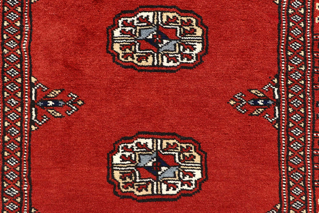 Orange Red Pakistani Bokhara Rug 2' 7" x 14' 7" Hand-Knotted | No. QA30045
