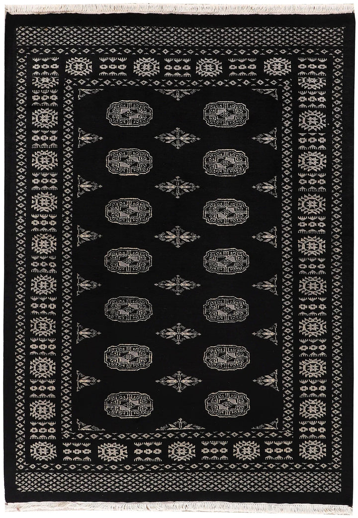 Grey Pakistani Bokhara Rug 4' x 6'3" Hand-Knotted | No. QA30308