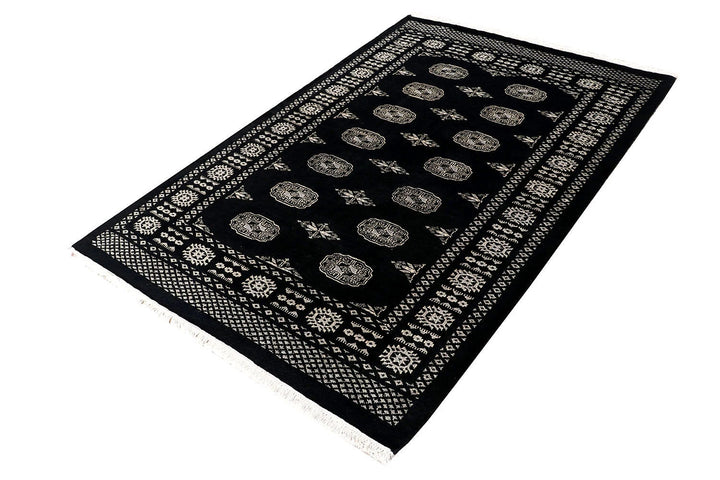 Grey Pakistani Bokhara Rug 4' x 6'3" Hand-Knotted | No. QA30308