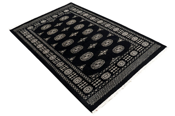 Grey Pakistani Bokhara Rug 4' x 6'3" Hand-Knotted | No. QA30308