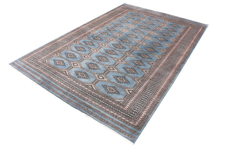 Light Slate Grey Pakistani Jaldar Rug 6' 7" x 10' Hand-Knotted | No. QA30424