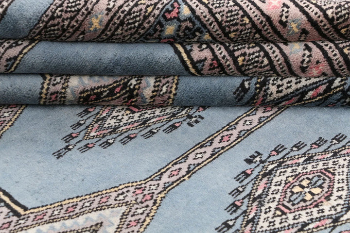 Light Slate Grey Pakistani Jaldar Rug 6' 7" x 10' Hand-Knotted | No. QA30424