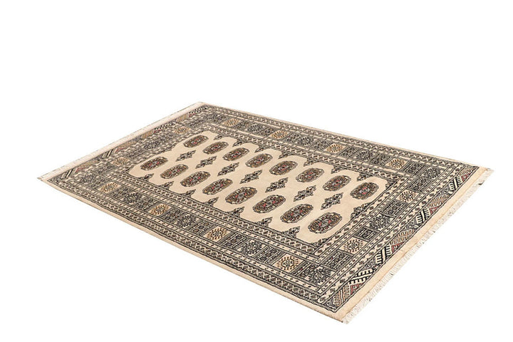 Brown Pakistani Bokhara Rug 4' x 6'2" Hand-Knotted | No. QA30579