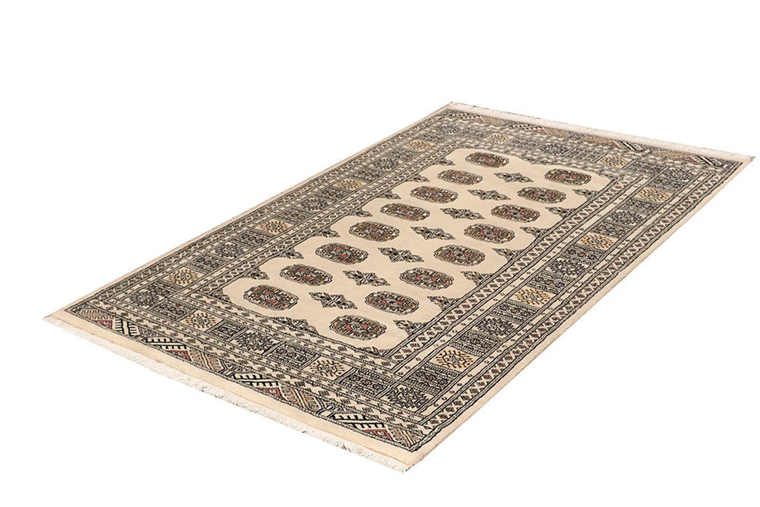 Brown Pakistani Bokhara Rug 4' x 6'2" Hand-Knotted | No. QA30579