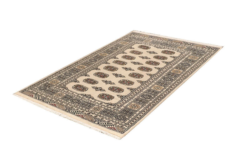 Brown Pakistani Bokhara Rug 4' x 6'2" Hand-Knotted | No. QA30579