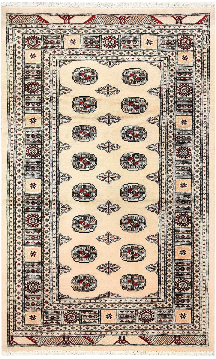 Brown Pakistani Bokhara Rug 4' x 6'7" Hand-Knotted | No. QA30583