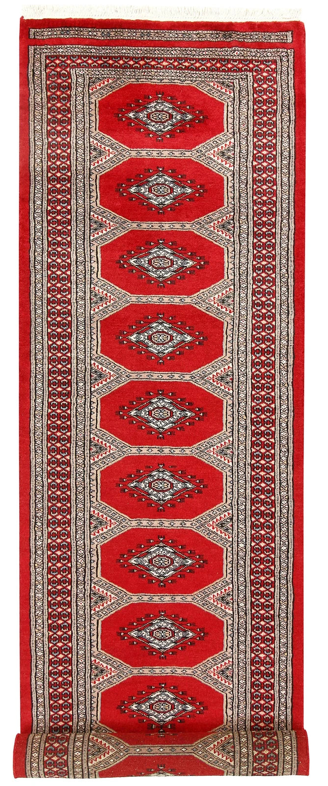 Red Pakistani Jaldar Rug 2' 5" x 9' 1" Hand-Knotted | No. QA30683