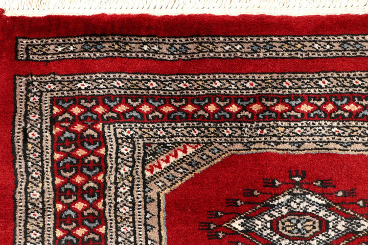 Red Pakistani Jaldar Rug 2' 5" x 9' 1" Hand-Knotted | No. QA30683