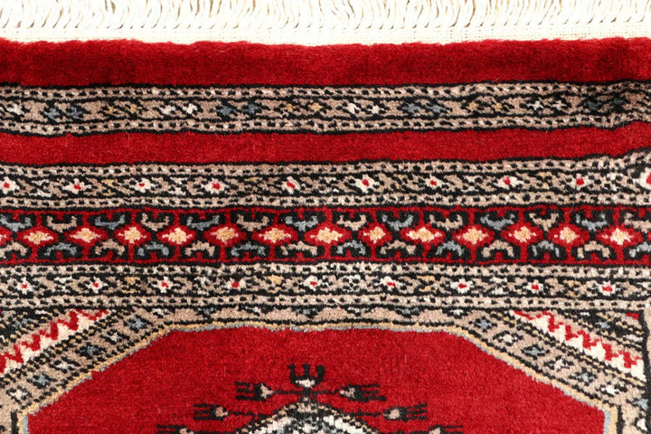 Red Pakistani Jaldar Rug 2' 5" x 9' 1" Hand-Knotted | No. QA30683