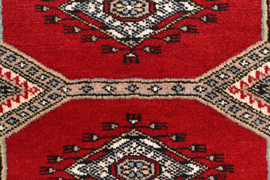Red Pakistani Jaldar Rug 2' 5" x 9' 1" Hand-Knotted | No. QA30683