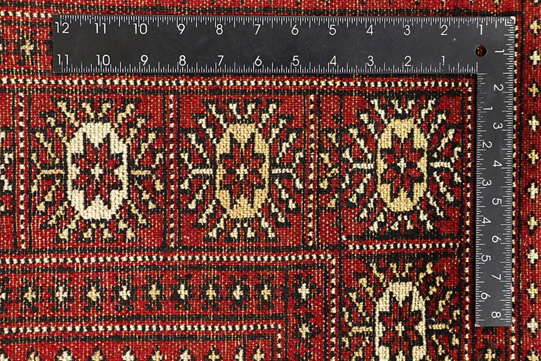 Red Pakistani Bokhara Rug 6' 4" x 9' 3" Hand-Knotted | No. QA30849