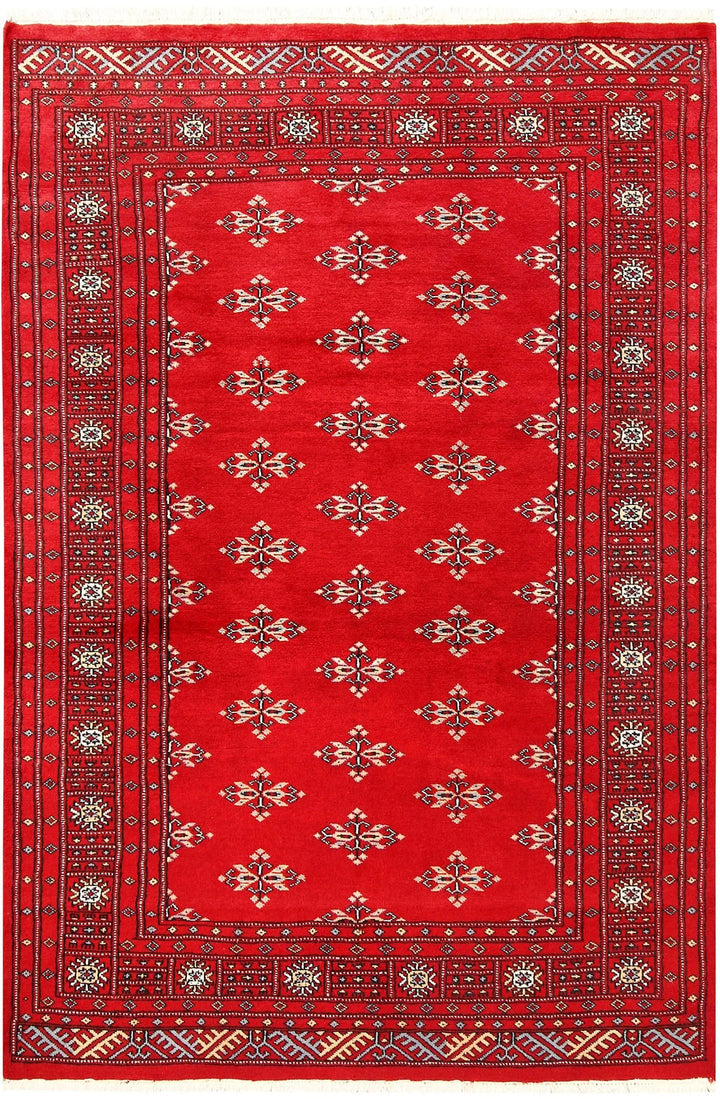 Red Pakistani Butterfly Rug 4' 2" x 6' 2" Hand-Knotted | No. QA31223