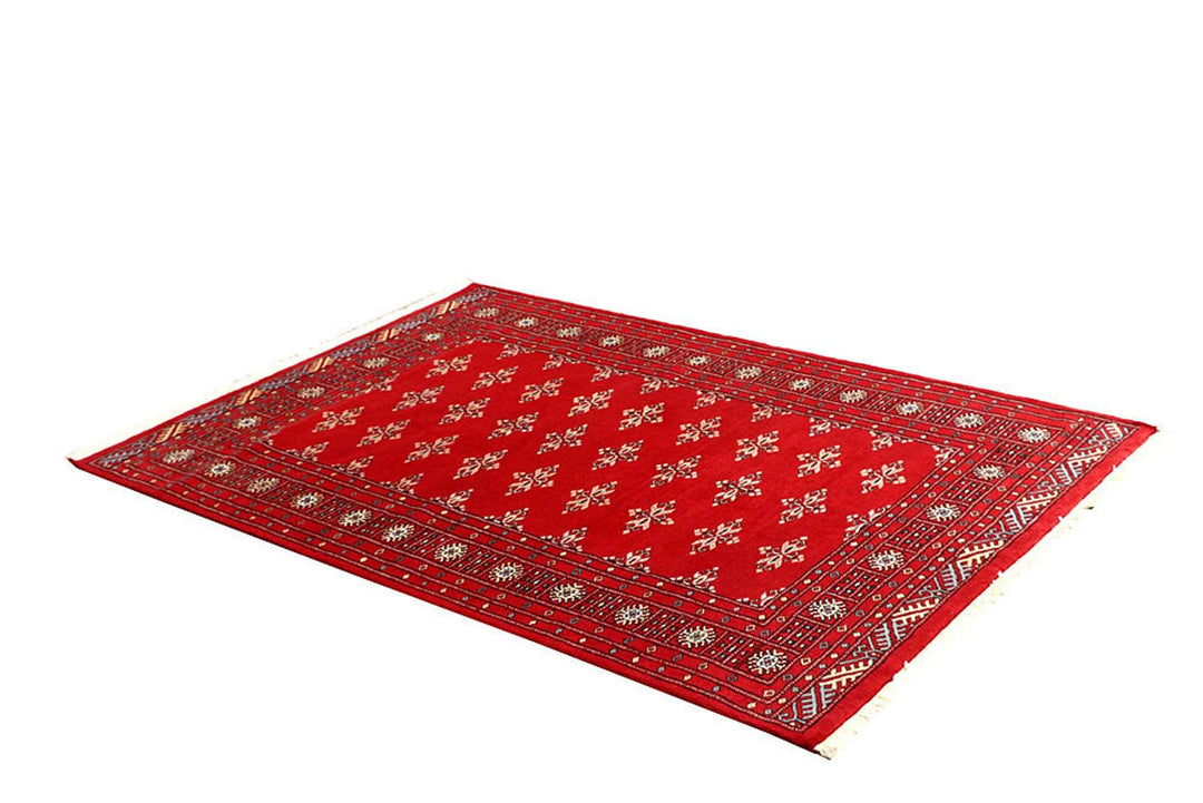 Red Pakistani Butterfly Rug 4' 2" x 6' 2" Hand-Knotted | No. QA31223