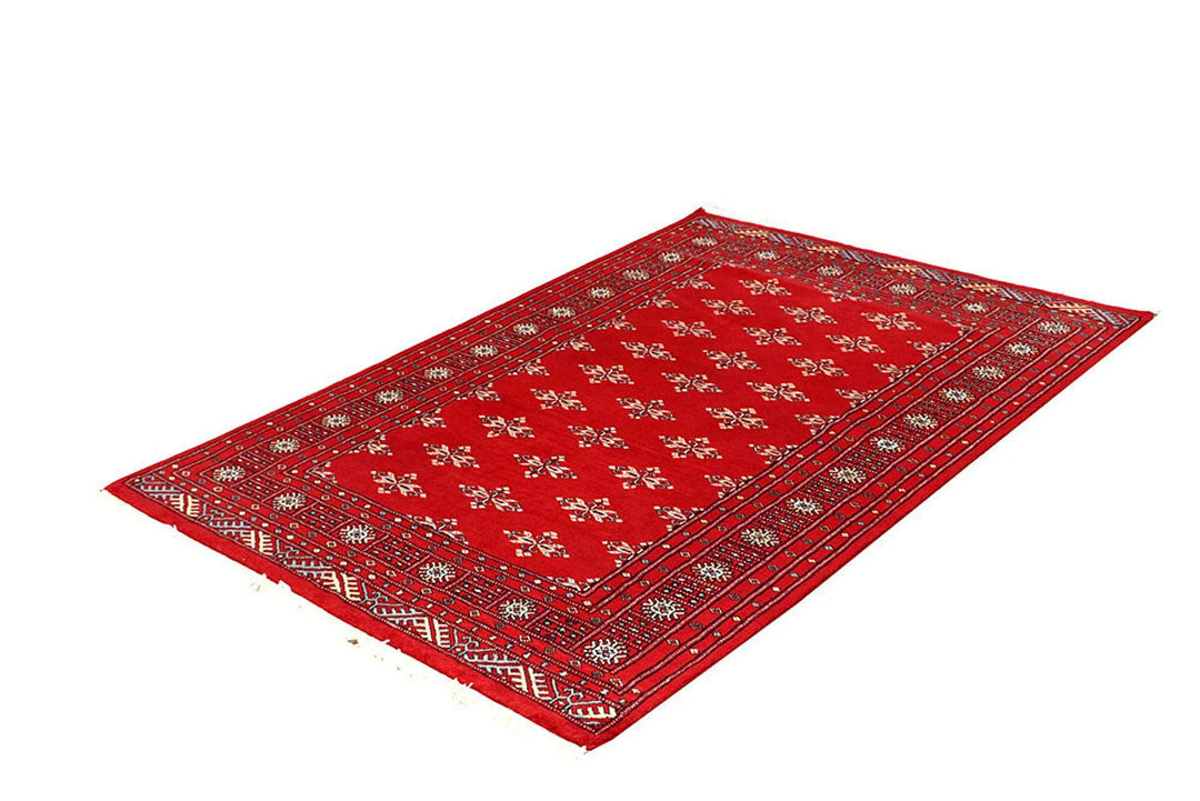Red Pakistani Butterfly Rug 4' 2" x 6' 2" Hand-Knotted | No. QA31223