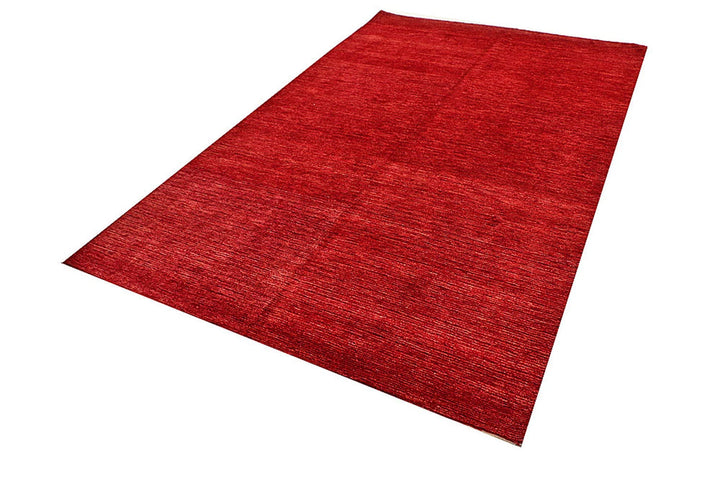 Red Pakistani Gabbeh Rug 5' 7" x 8' 9" Hand-Knotted | No. QA31254
