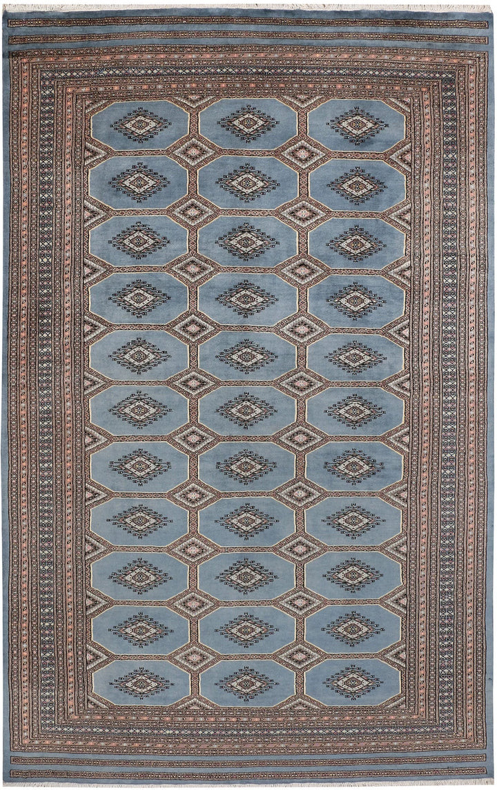 Light Slate Grey Pakistani Jaldar Rug 6' 7" x 10' 5" Hand-Knotted | No. QA31334