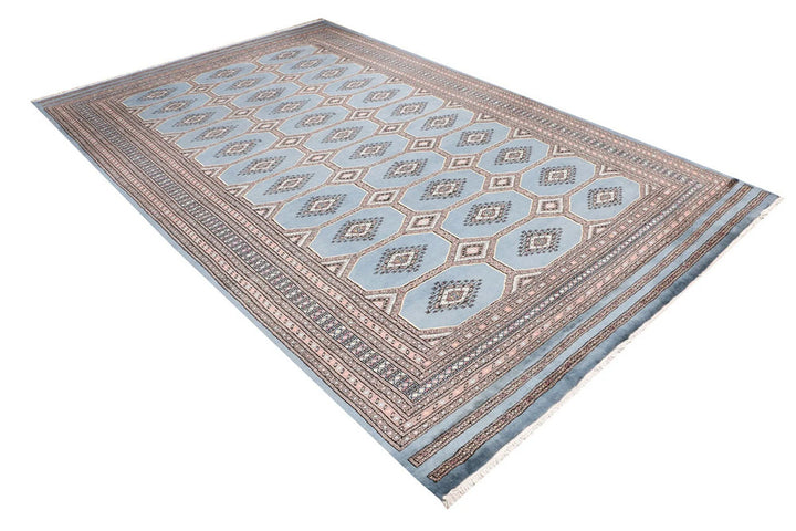 Light Slate Grey Pakistani Jaldar Rug 6' 7" x 10' 5" Hand-Knotted | No. QA31334