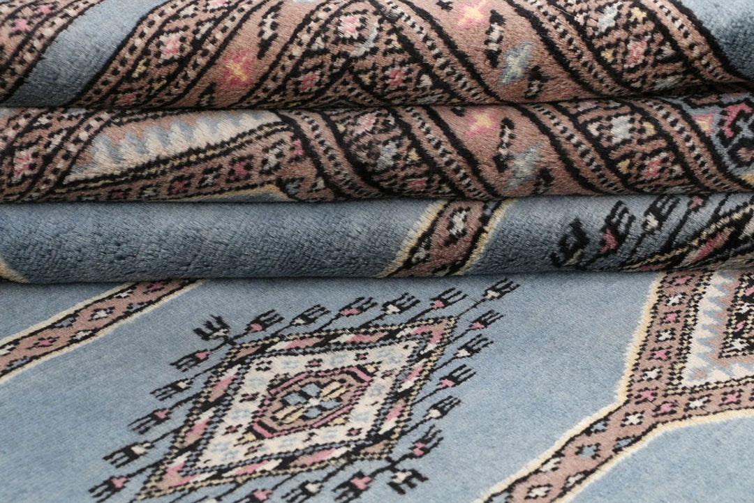 Light Slate Grey Pakistani Jaldar Rug 6' 7" x 10' 5" Hand-Knotted | No. QA31334