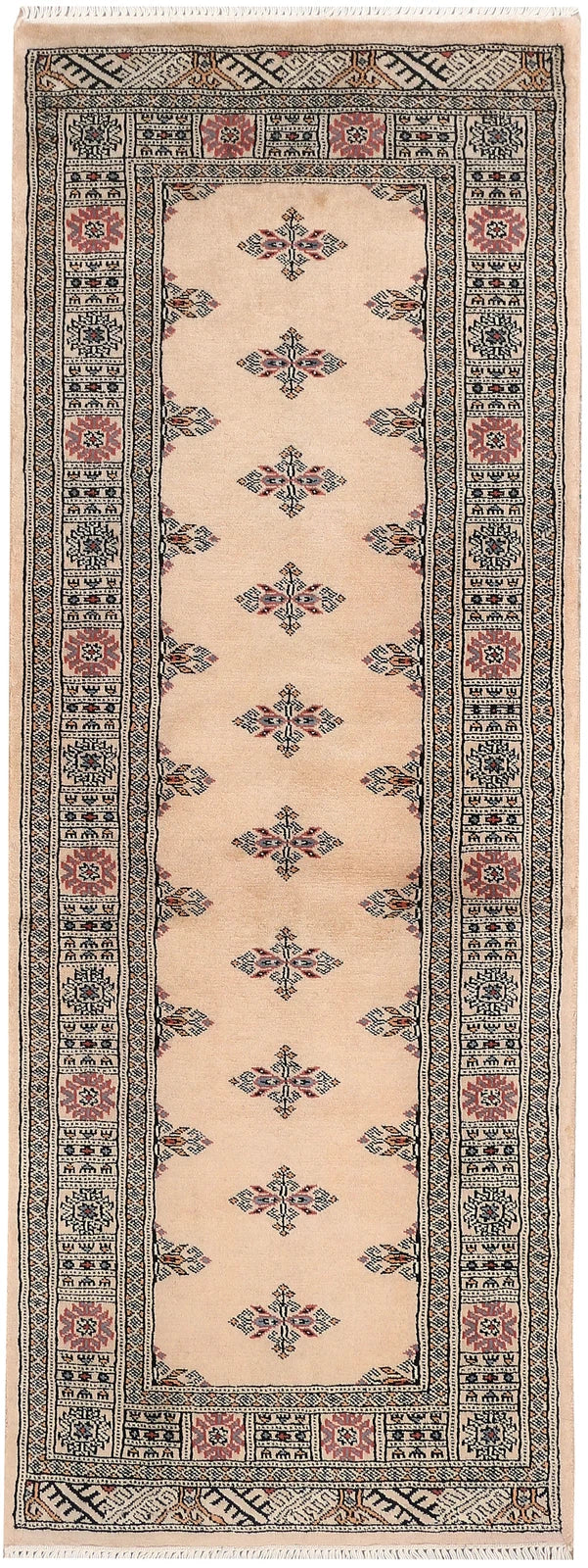 Bisque Pakistani Butterfly Runner 2' 6" x 6' 8" Hand-Knotted | No. QA31372