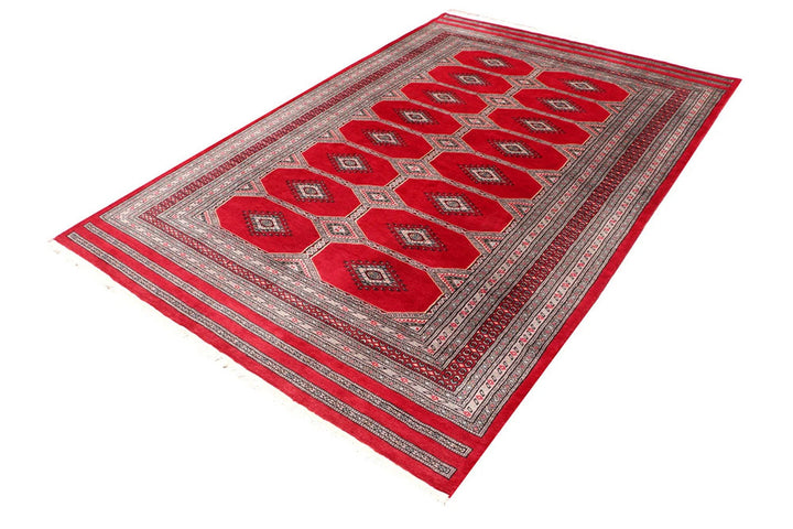 Firebrick Red Pakistani Jaldar Rug 5' 6" x 8' 2" Hand-Knotted | No. QA31807