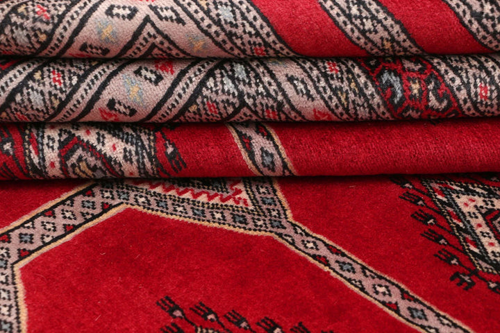 Firebrick Red Pakistani Jaldar Rug 5' 6" x 8' 2" Hand-Knotted | No. QA31807