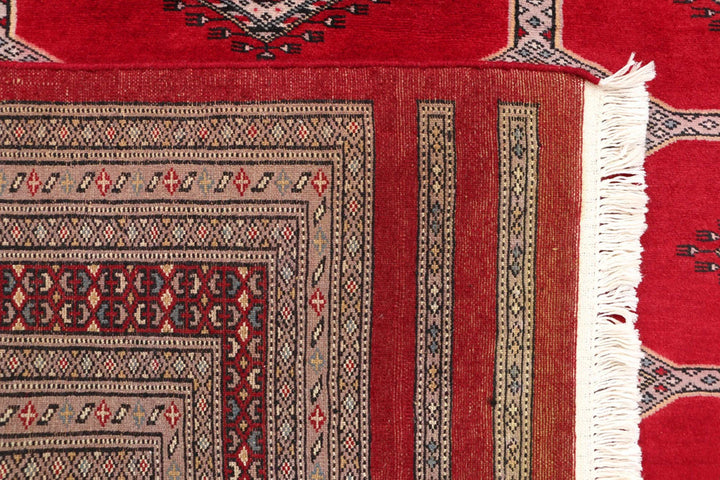 Firebrick Red Pakistani Jaldar Rug 5' 6" x 8' 2" Hand-Knotted | No. QA31807