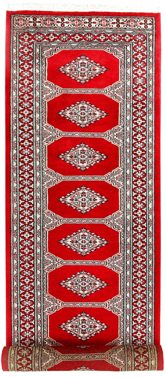 Red Pakistani Jaldar Rug 2' 8" x 10' 5" Hand-Knotted | No. QA32033