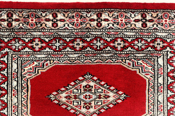 Red Pakistani Jaldar Rug 2' 8" x 10' 5" Hand-Knotted | No. QA32033
