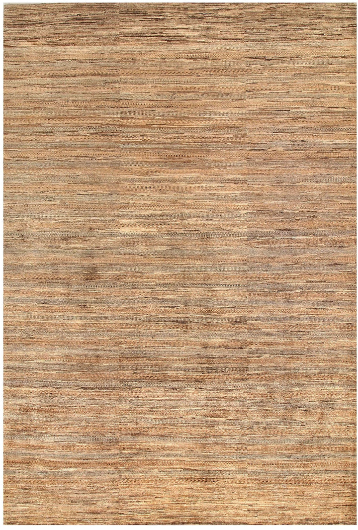 Brown Pakistani Gabbeh Rug 6' 1" x 9' 1" Hand-Knotted | No. QA32040