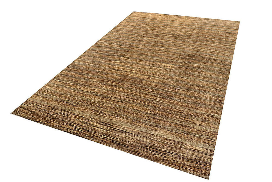 Brown Pakistani Gabbeh Rug 6' 1" x 9' 1" Hand-Knotted | No. QA32040