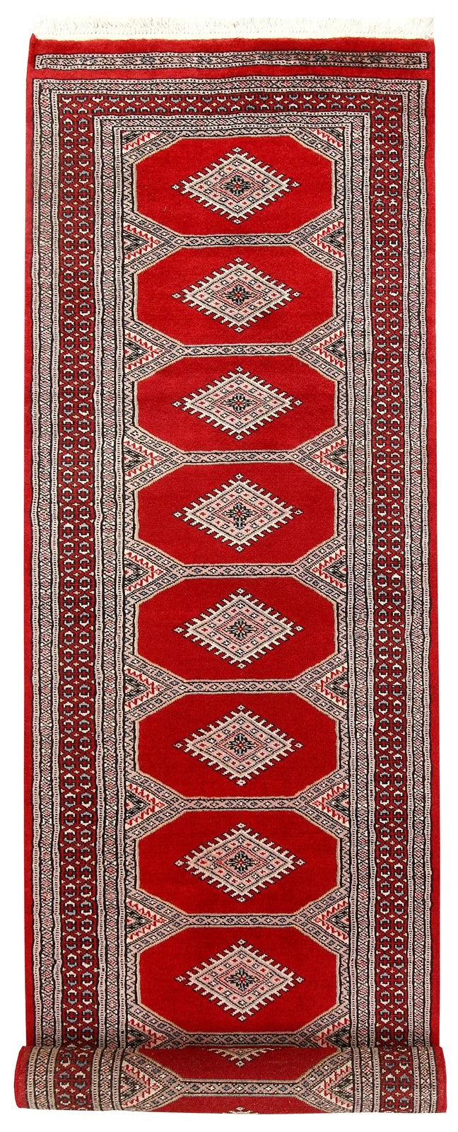 Red Pakistani Jaldar Rug 2' 4" x 9' 2" Hand-Knotted | No. QA32183
