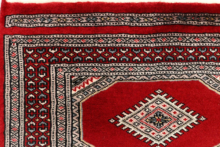 Red Pakistani Jaldar Rug 2' 4" x 9' 2" Hand-Knotted | No. QA32183