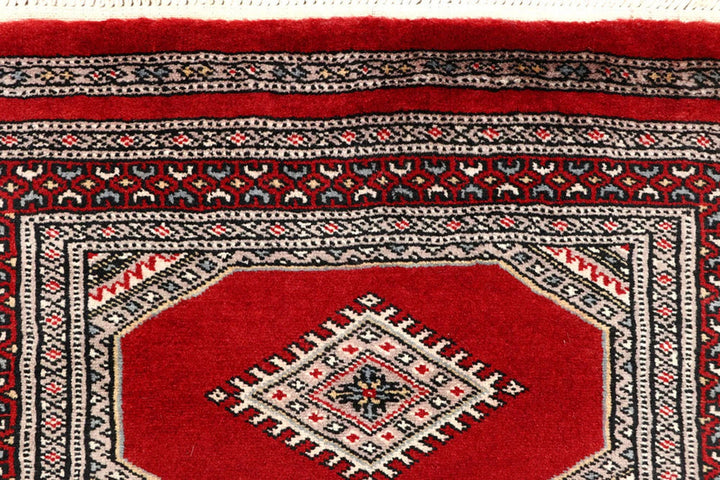 Red Pakistani Jaldar Rug 2' 4" x 9' 2" Hand-Knotted | No. QA32183