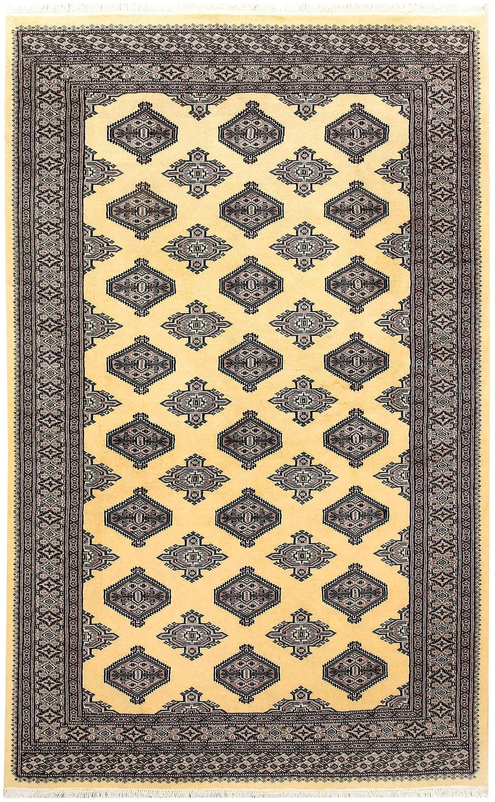 Yellow Pakistani Jaldar Rug 5' x 8' Hand-Knotted | No. QA32246