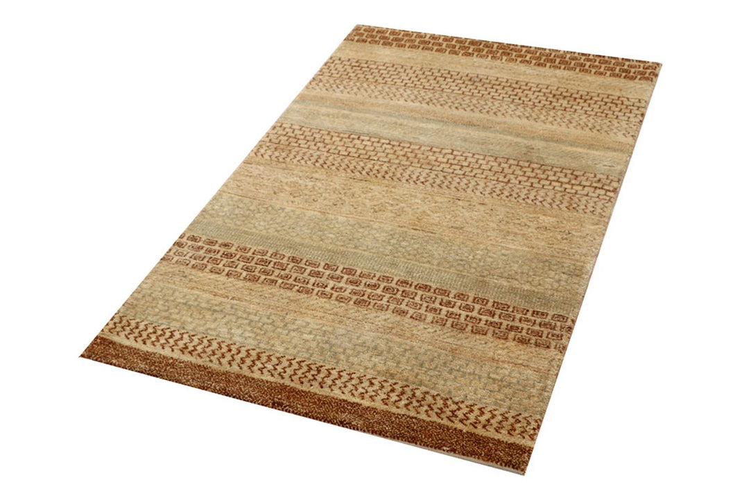 Brown Pakistani Gabbeh Rug 2' 7" x 4' 9" Hand-Knotted | No. QA32311