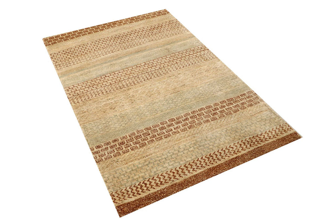 Brown Pakistani Gabbeh Rug 2' 7" x 4' 9" Hand-Knotted | No. QA32311