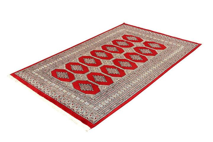 Red Pakistani Jaldar Rug 4' 2" x 6' 5" Hand-Knotted | No. QA32314