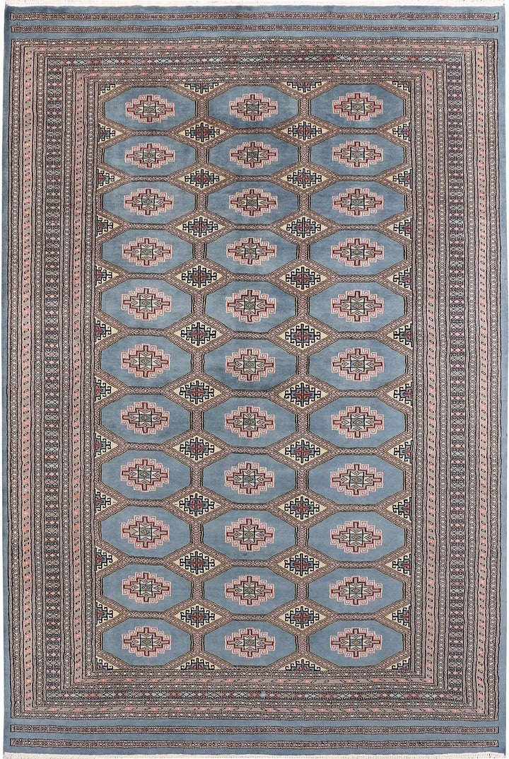 Light Slate Grey Pakistani Jaldar Rug 6' 7" x 10' Hand-Knotted | No. QA32339