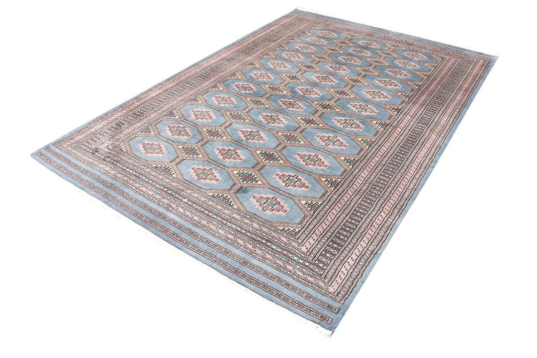 Light Slate Grey Pakistani Jaldar Rug 6' 7" x 10' Hand-Knotted | No. QA32339