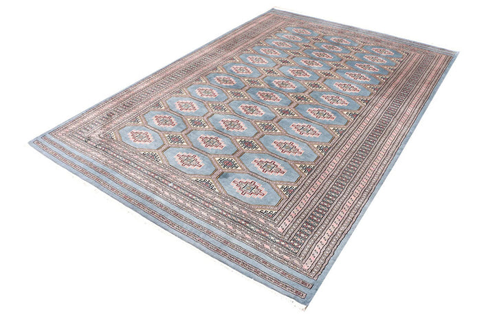 Light Slate Grey Pakistani Jaldar Rug 6' 7" x 10' Hand-Knotted | No. QA32339