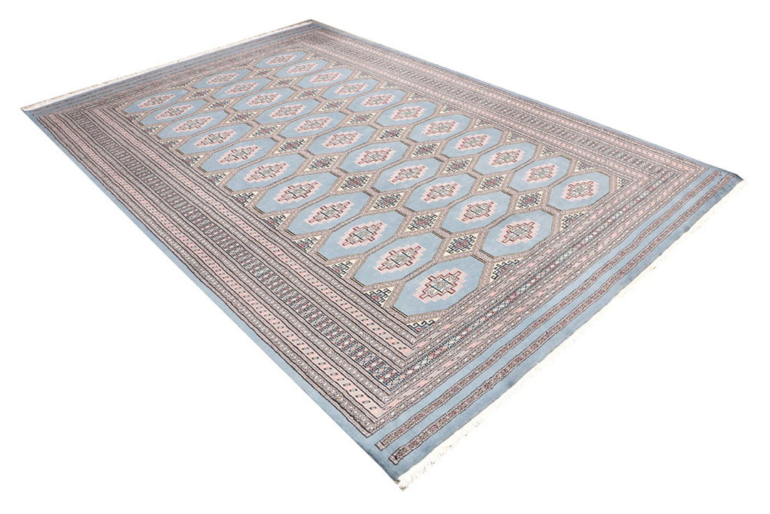 Light Slate Grey Pakistani Jaldar Rug 6' 7" x 10' Hand-Knotted | No. QA32339