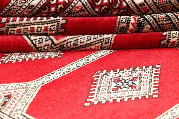 Red Pakistani Jaldar Rug 4' 8" x 6' 8" Hand-Knotted | No. QA32369